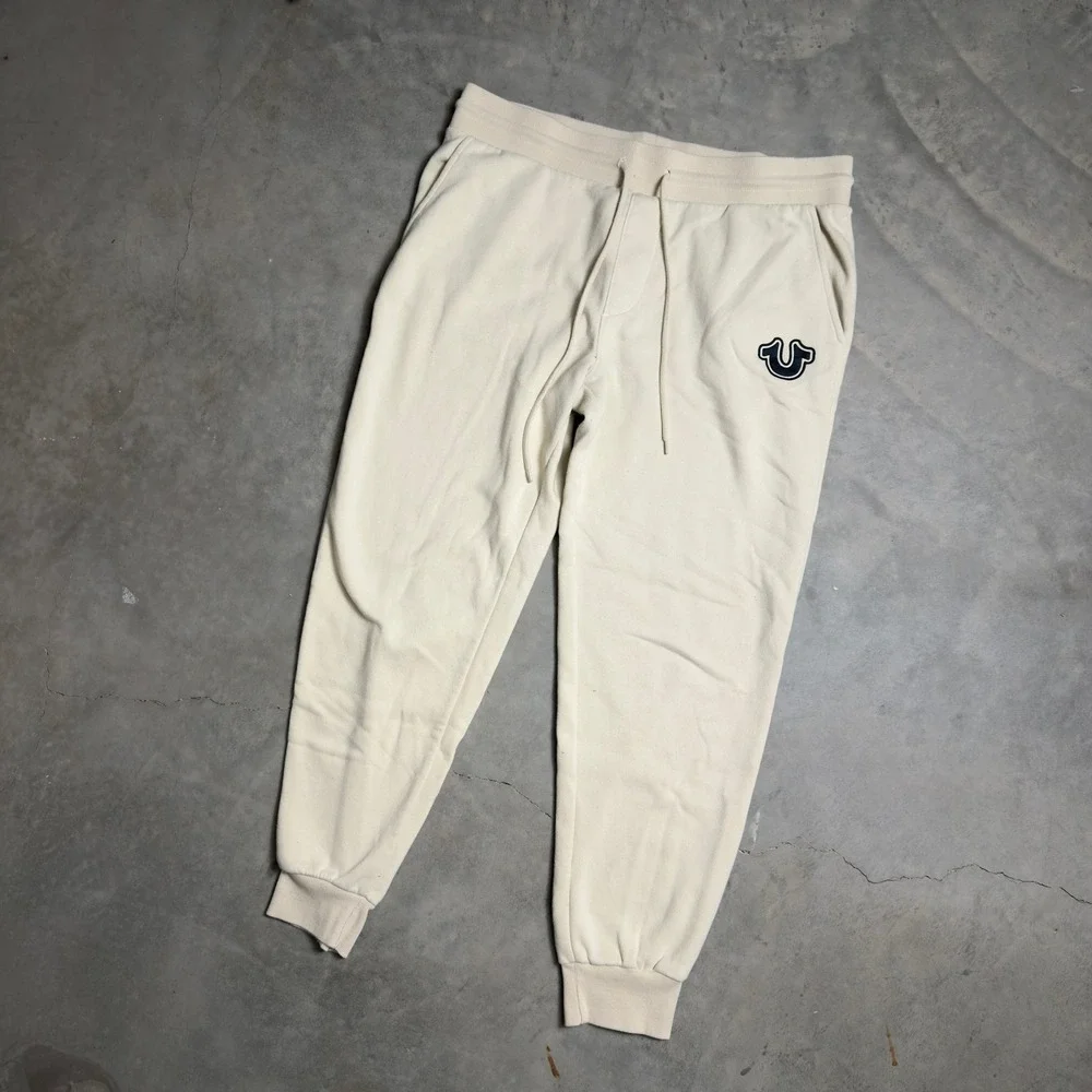 True Religion Jogger Sweatpants Mens XL Cream Baggy Streetwear Loungewear